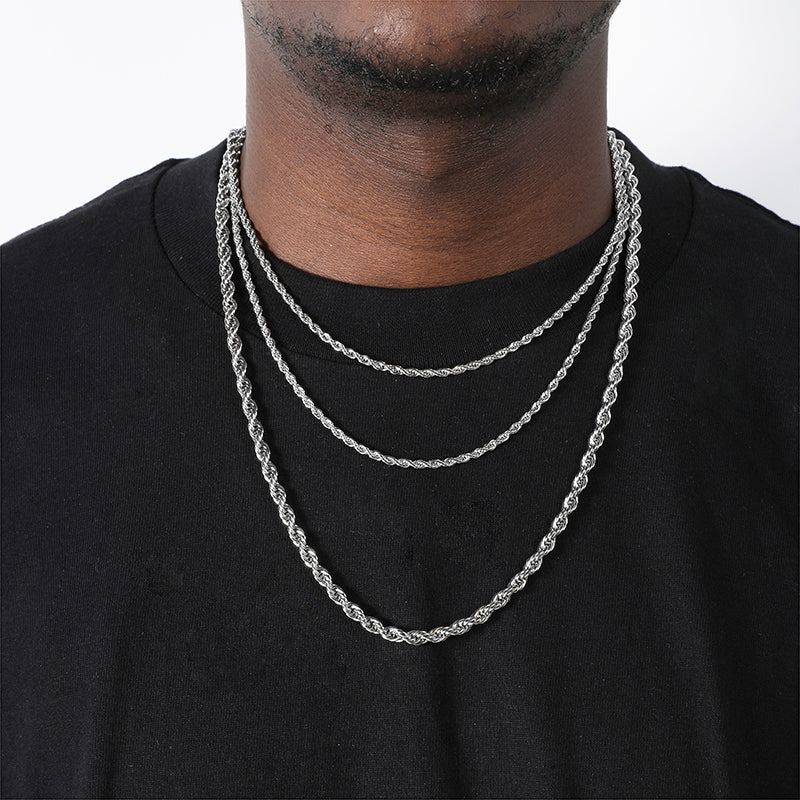 ICEVAULT | 5 MM Rope Chain Vermeil Silver Stainless Steel Material Hip Hop Jewelry for Men/Women