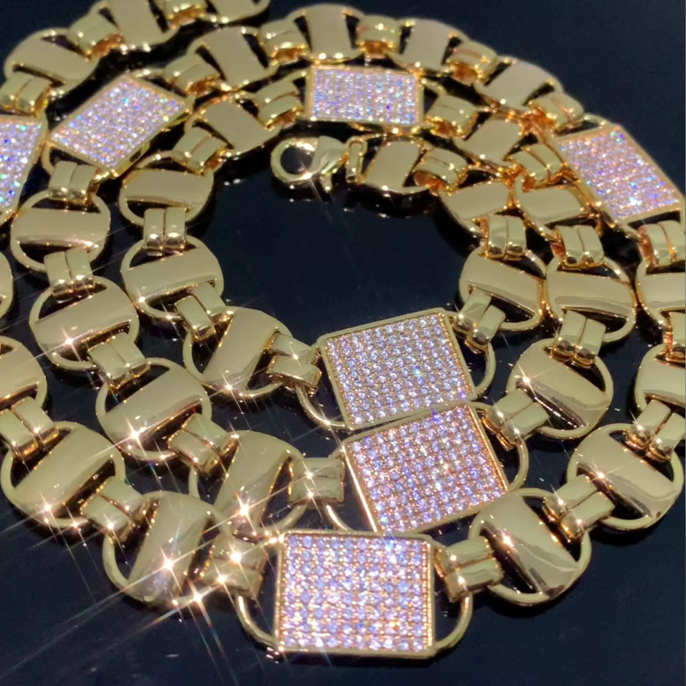 ICEVAULT | Magnum Kingsly Chain – Vermeil Gold & 5A+CZ Stones Statement Piece