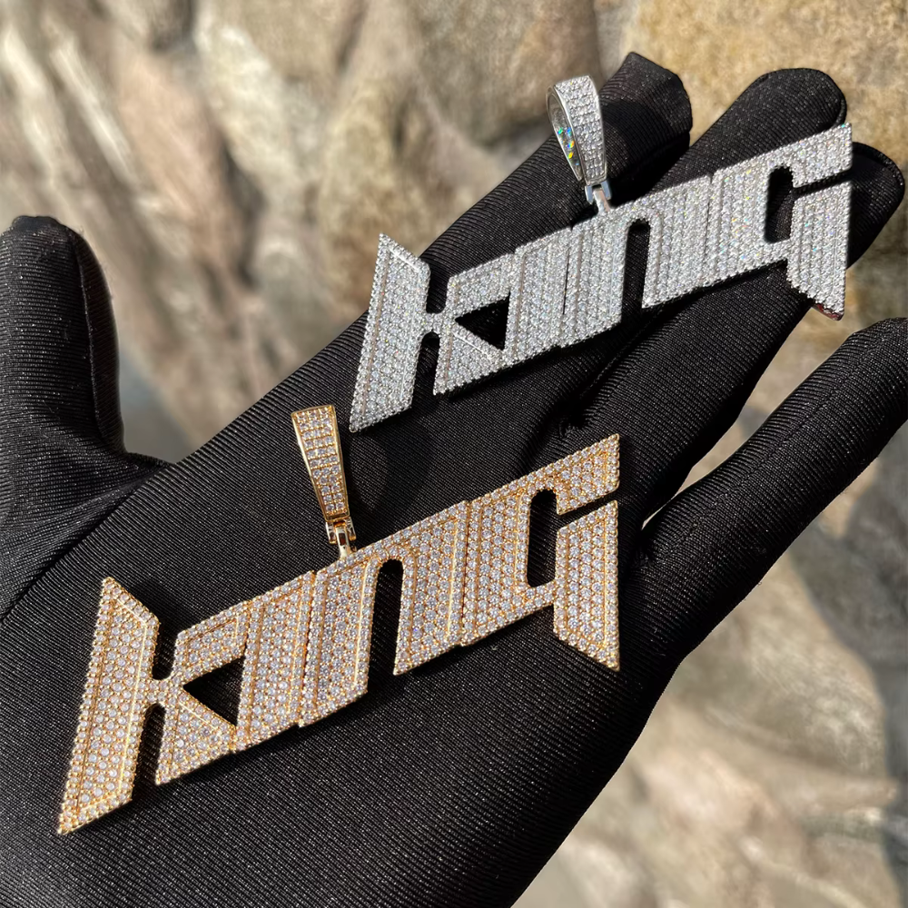 ICEVAULT | Custom Name Necklace for Men Cursive Personalized Pendant Charms Solid Back