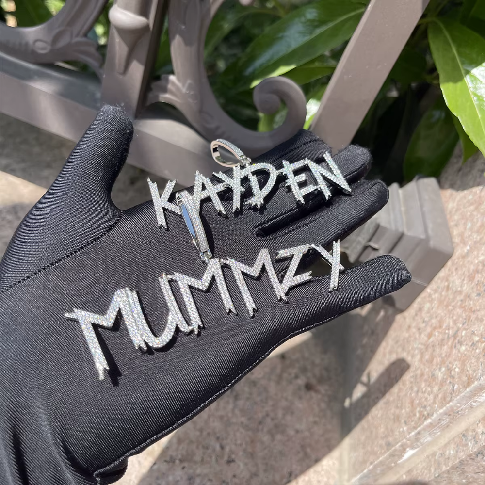 ICEVAULT | Custom Name Necklace for Men Cursive Personalized Pendant Charms Solid Back