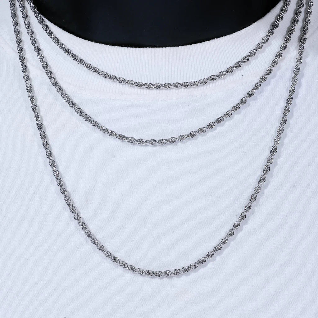ICEVAULT | 5 MM Rope Chain Vermeil Silver Stainless Steel Material Hip Hop Jewelry for Men/Women