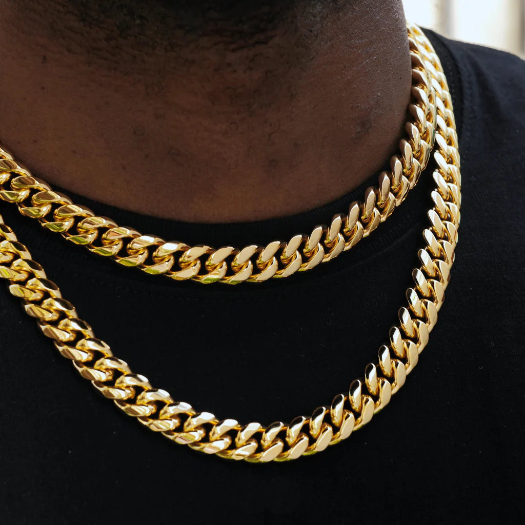 ICEVAULT | Stainless Steel Miami Cuban Link Chain for Men Necklace Choker PVD Plating Real Gold Plated Lobster Clasp Jewelry