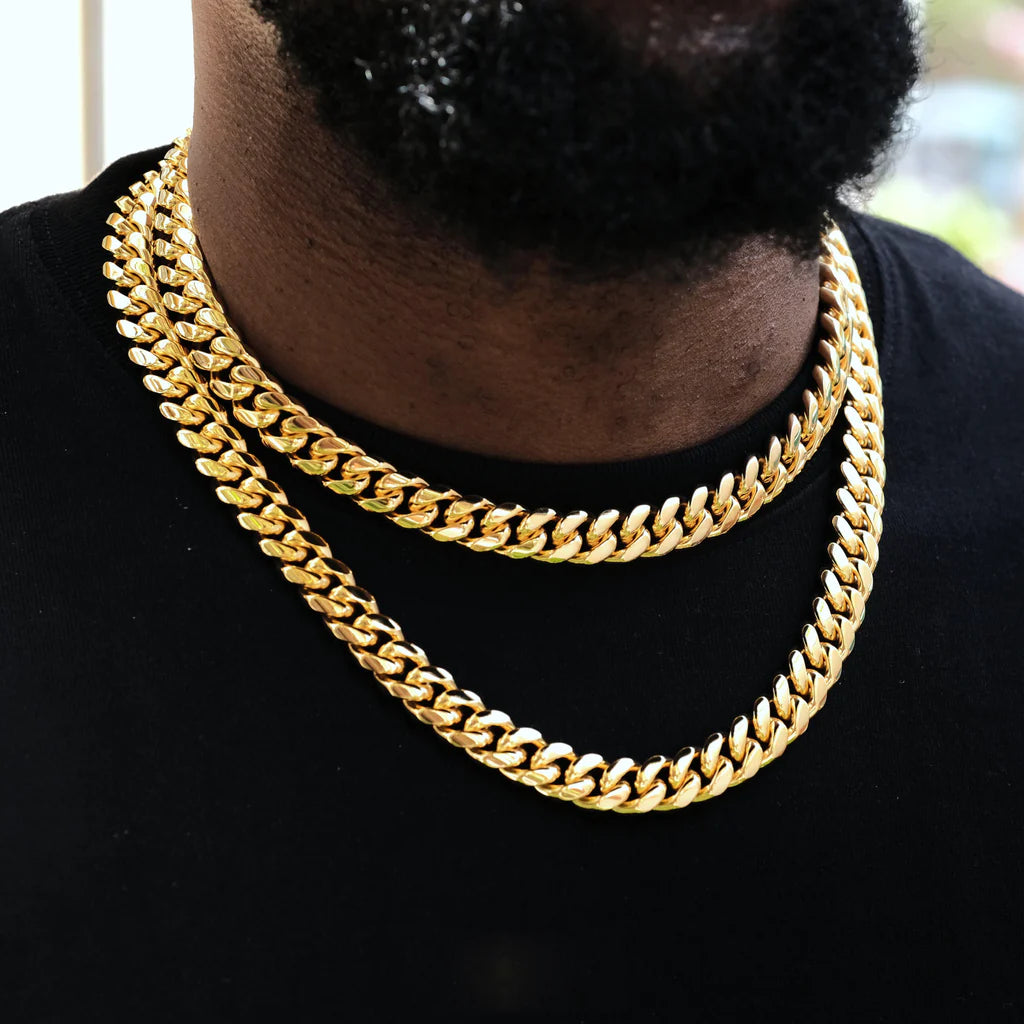 ICEVAULT | Stainless Steel Miami Cuban Link Chain for Men Necklace Choker PVD Plating Real Gold Plated Lobster Clasp Jewelry