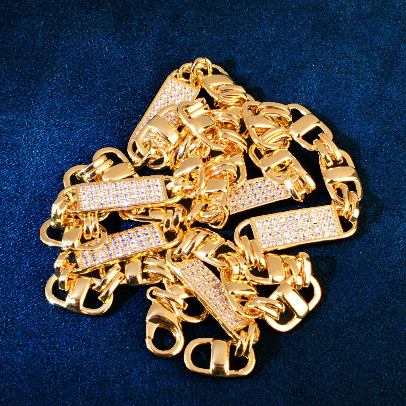 ICEVAULT | Imperial Byzantine Chain – Vermeil Gold & 5A+ CZ Stones Statement Piece