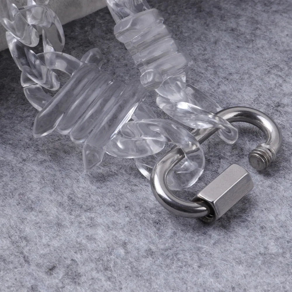 ICEVAULT | Clear Big Cross Pendant Necklace for Men Punk Barbed Thorn Cuban Chain Choker Streetwear Jewelry