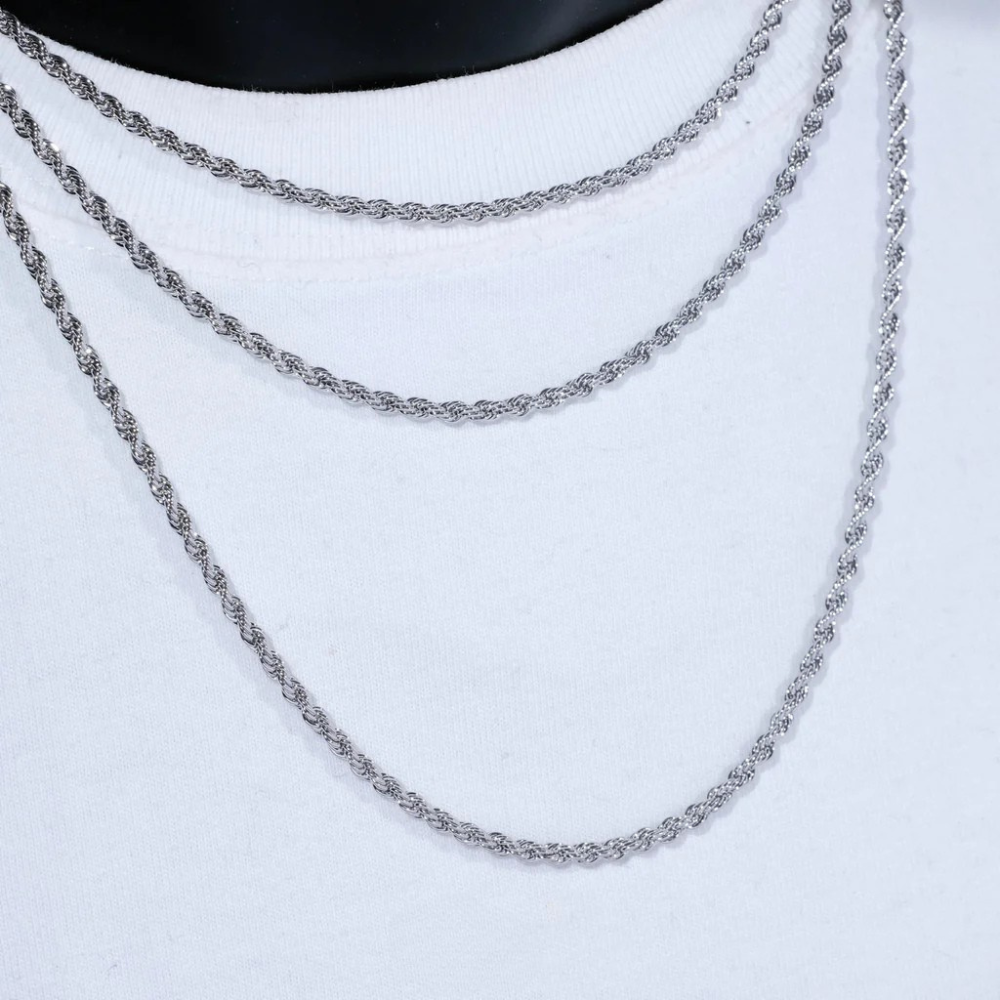 ICEVAULT | 5 MM Rope Chain Vermeil Silver Stainless Steel Material Hip Hop Jewelry for Men/Women