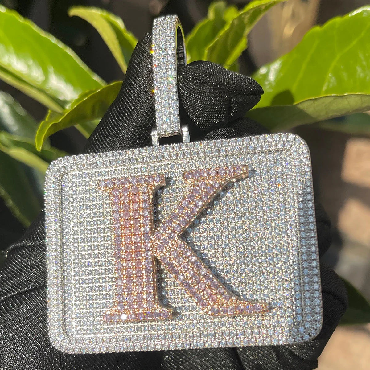 ICEVAULT | Luxury 1 Letter initial Custom Letter Pendant – Iced Out Baguette Initial Necklace for Men