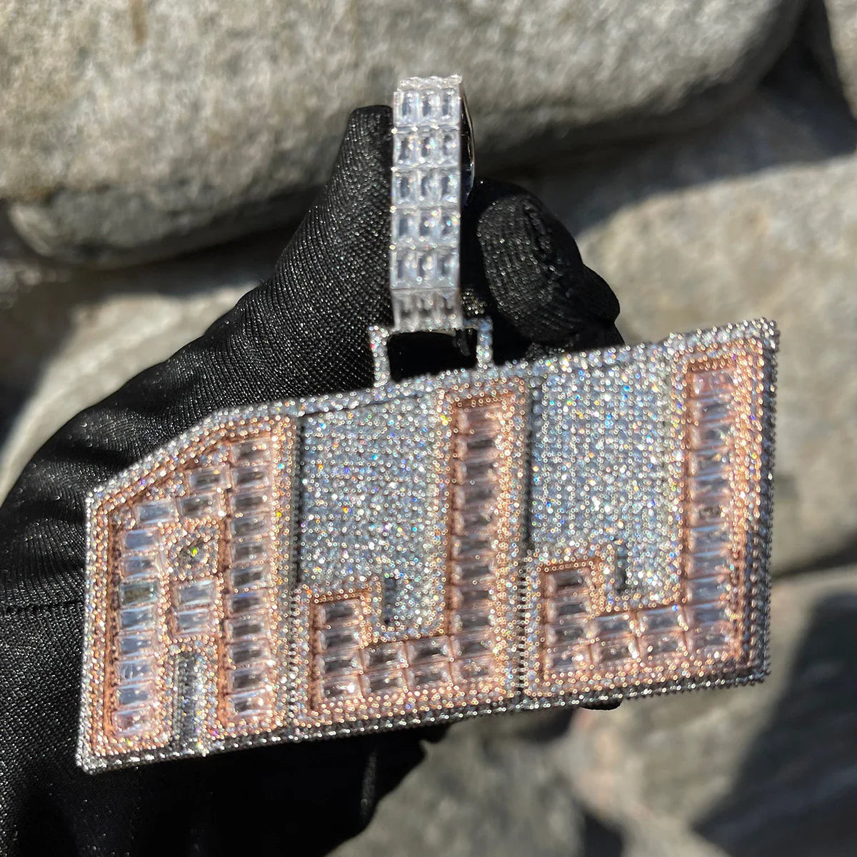 ICEVAULT | Men Necklace Custom Name Pendant Iced Out Baguette Personalized Hip Hop Jewelry