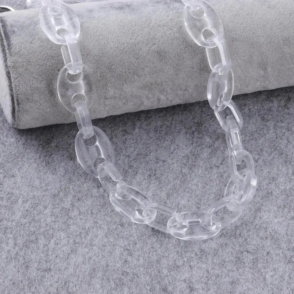 ICEVAULT | Transparent - Xray Acrylic Coffee Bean Chain Necklace for Men/Women Punk Mat-Transparant Color coffee bean Link