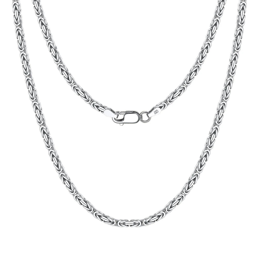 ICEVAULT | 925s Sterling Silver Italian Byzantine Chain – 2.5mm Flat Link Necklace for Men & Woman