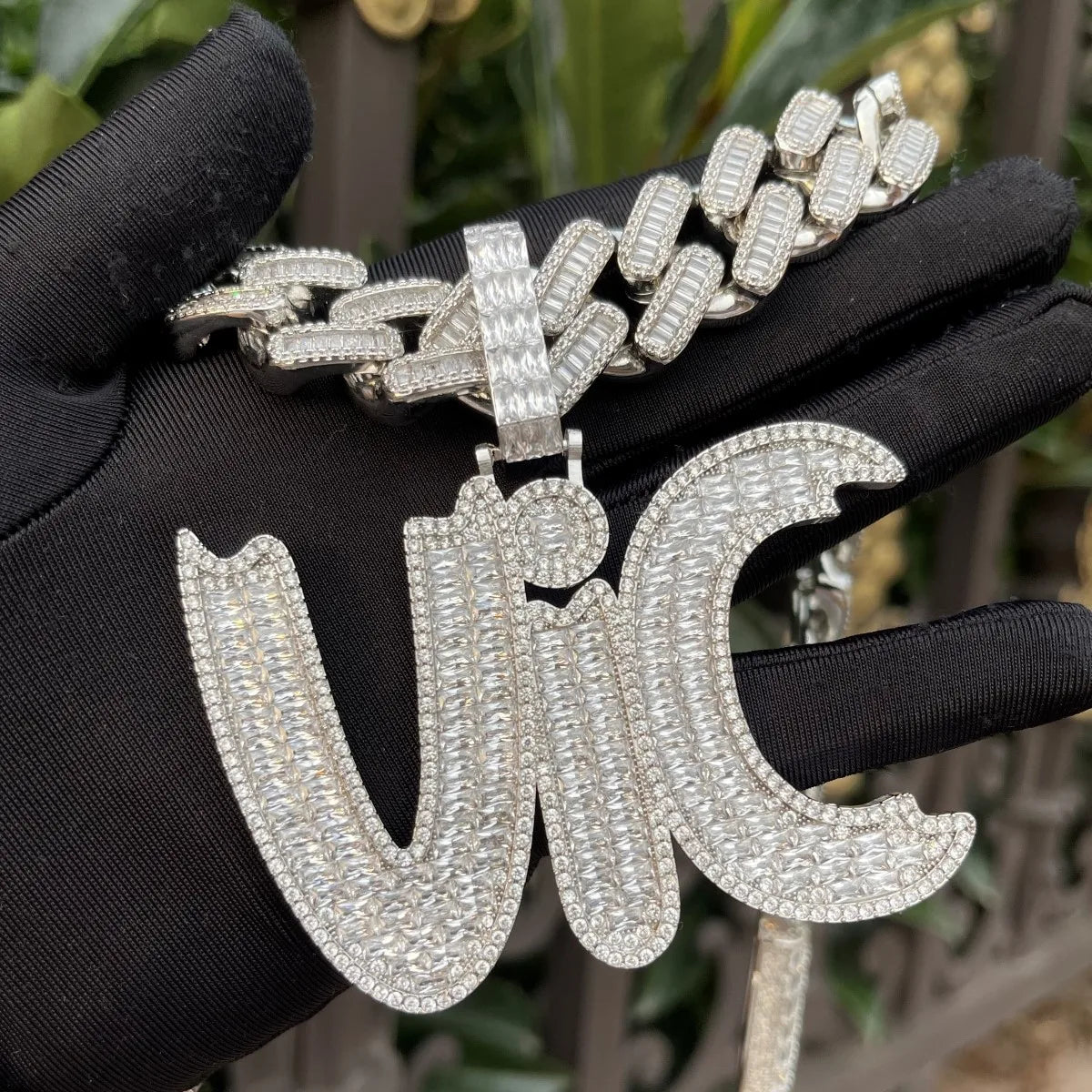 ICEVAULT | Men Necklace Custom Name Pendant Iced Out Baguette Personalized Pendant