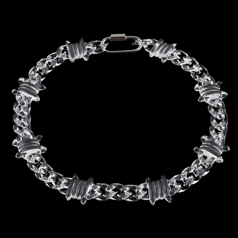 ICEVAULT | Rock Punk Transparent Acrylic Xray Thorns Chain Necklace for Men/Women Lock Pendants Necklace