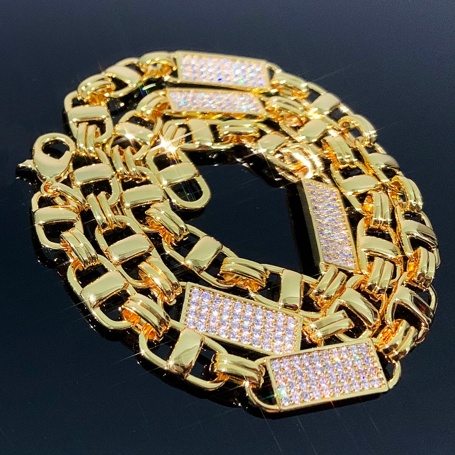 ICEVAULT | Imperial Byzantine Chain – Vermeil Gold & 5A+ CZ Stones Statement Piece