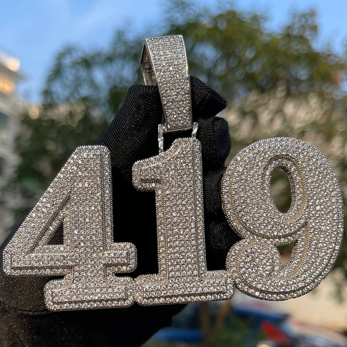 ICEVAULT | Iced Out Pendant Custom Name Necklace for Men Prong Setting Two Layers White Gold Plated Hip Hop Jewelry