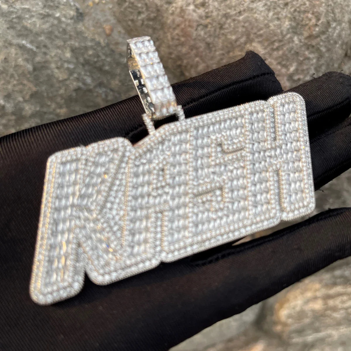 ICEVAULT | Men Necklace Custom Name Pendant Iced Out Baguette Personalized Hip Hop Jewelry
