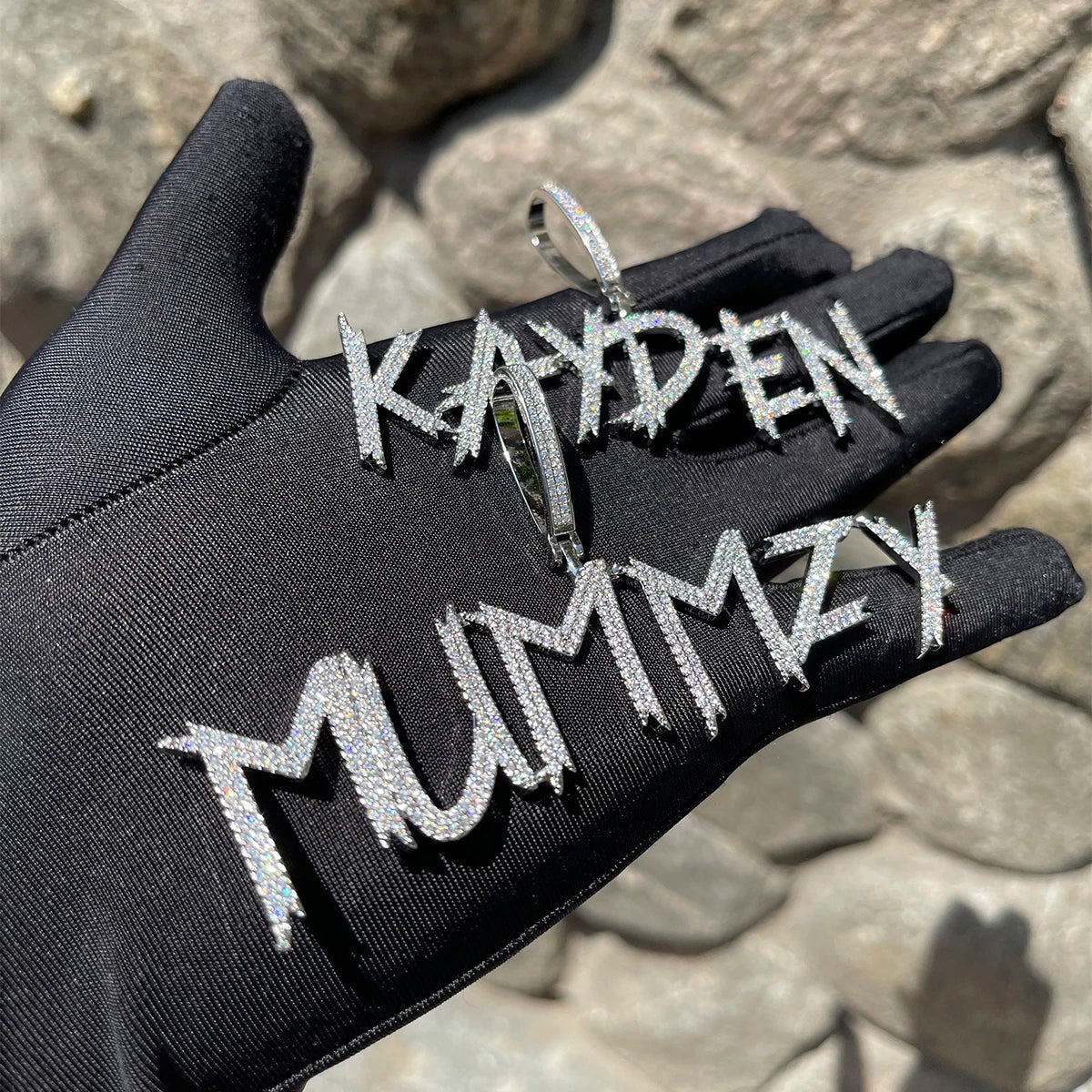 ICEVAULT | Custom Name Necklace for Men Cursive Personalized Pendant Charms Solid Back