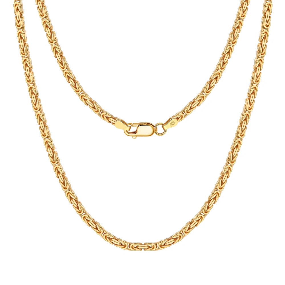 ICEVAULT | 925s Sterling Silver Italian Byzantine Chain – 2.5mm Flat Link Necklace for Men & Woman