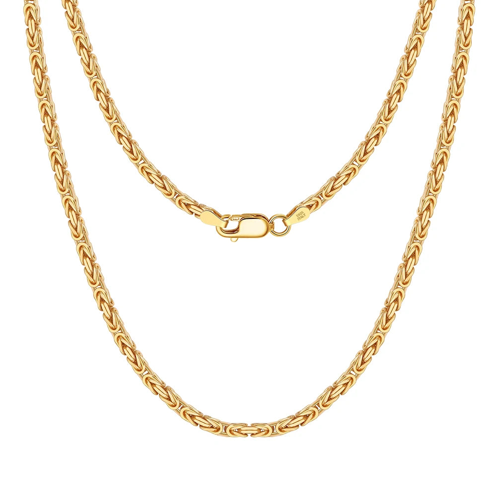 ICEVAULT | 925s Sterling Silver Italian Byzantine Chain – 2.5mm Flat Link Necklace for Men & Woman