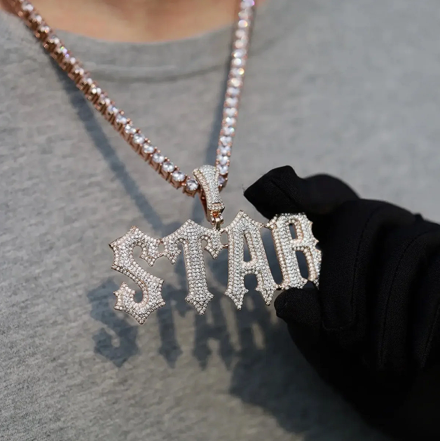 ICEVAULT | Jewelry Customized Name Necklace Women Iced Out Prong Setting Pendant Personalized Charms Trap Rapper Super Star