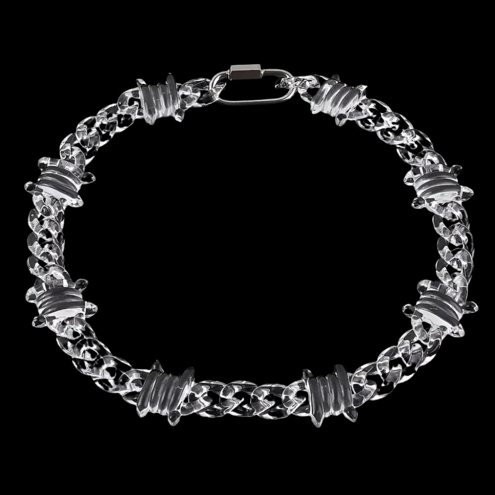 ICEVAULT | Rock Punk Transparent Acrylic Xray Thorns Chain Necklace for Men/Women Lock Pendants Necklace