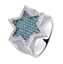 ICEVAULT | TWO TONE GREEN DIAMOND STAR RING - 925S SILVER