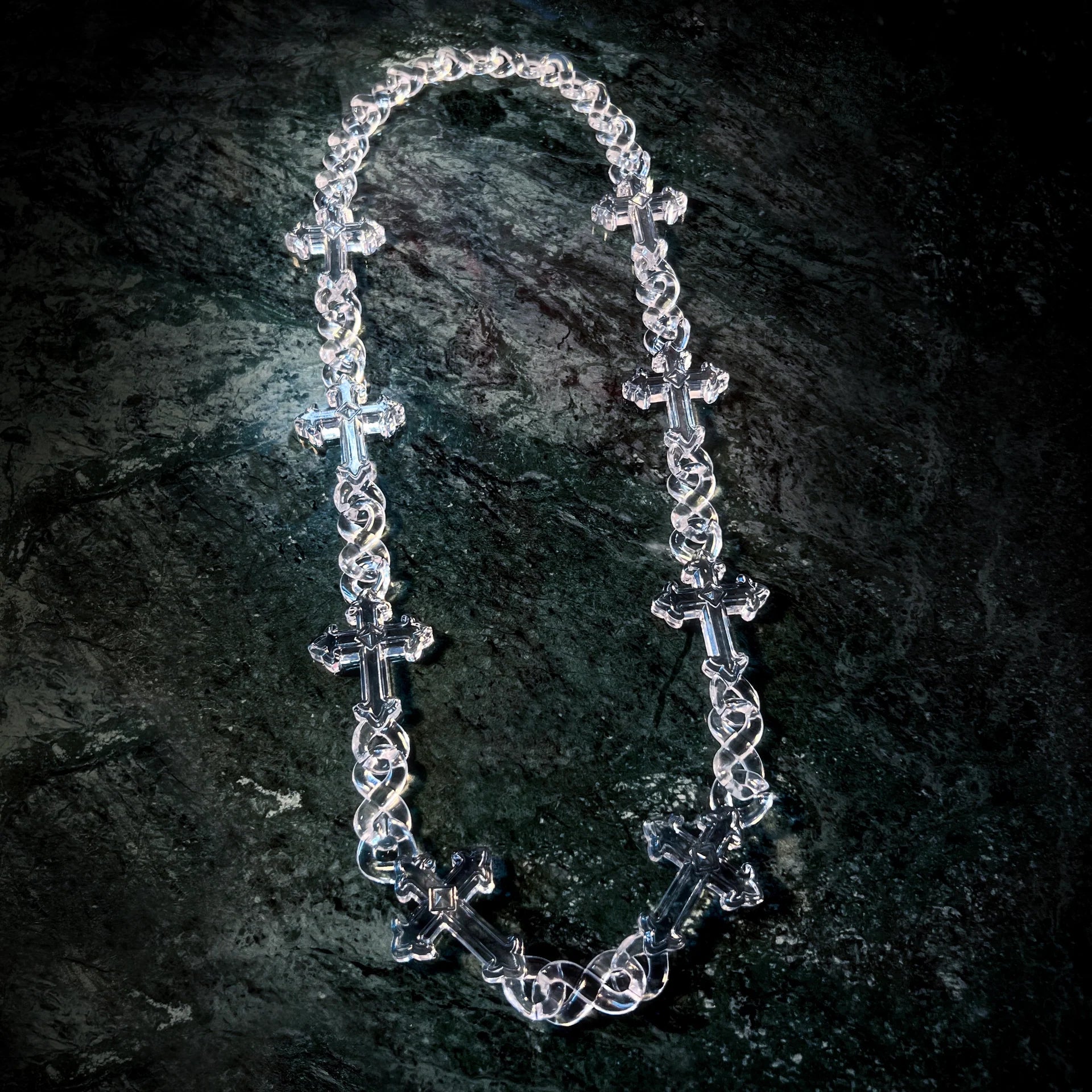 ICEVAULT |  Transparent Acrylic infinity Cross Necklace for Men – Punk Clear Xray Cross