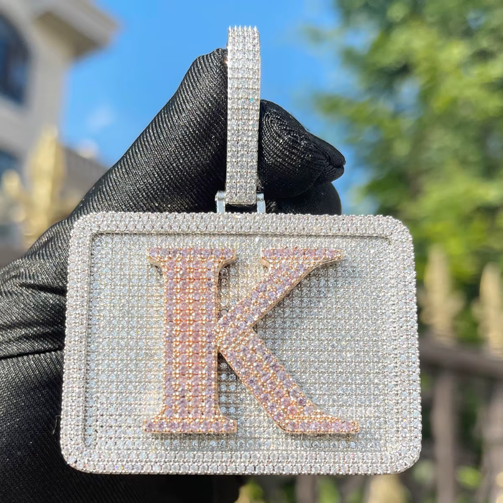 ICEVAULT | Luxury 1 Letter initial Custom Letter Pendant – Iced Out Baguette Initial Necklace for Men