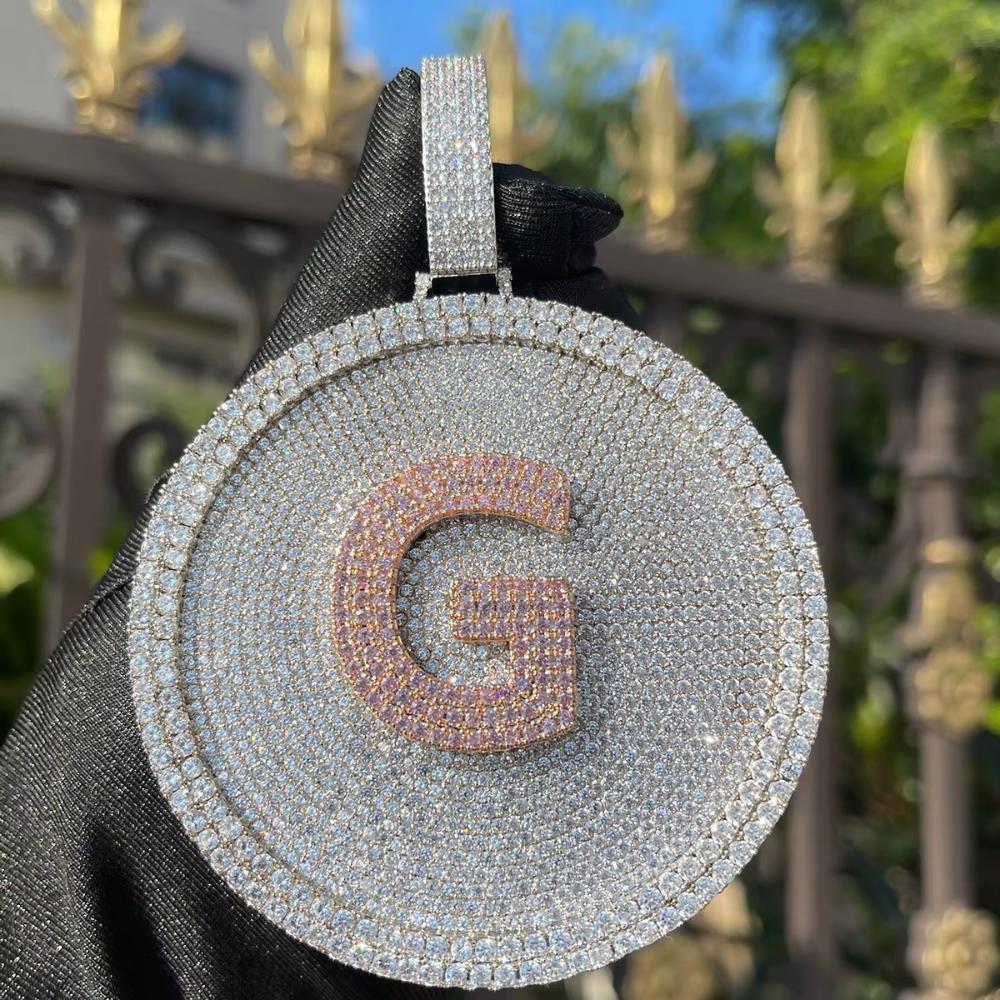 ICEVAULT | Luxury 1 Letter initial Custom Letter Pendant – Iced Out Baguette Initial Necklace for Men