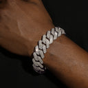 ICEVAULT | 20MM DIAMOND PRONG LINK BRACELET - SILVER PLATED