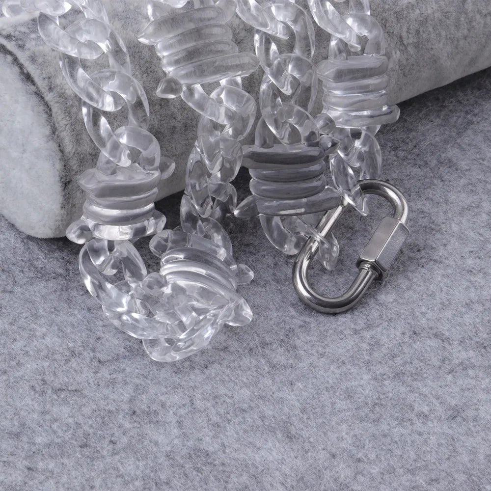 ICEVAULT | Rock Punk Transparent Acrylic Xray Thorns Chain Necklace for Men/Women Lock Pendants Necklace