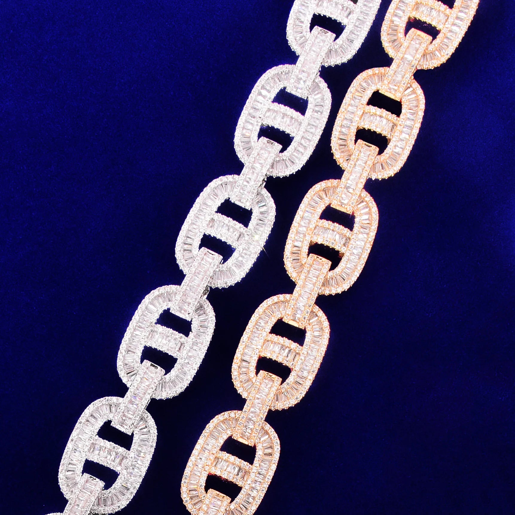 ICEVAULT | Men Necklace Bubble Link Baguette Cuban Chain Iced Out Micro Pave Pendant 5A+ CZ