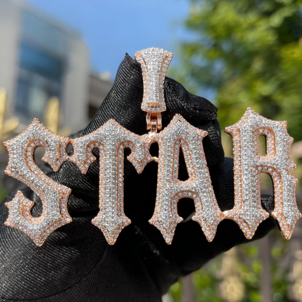 ICEVAULT | Jewelry Customized Name Necklace Women Iced Out Prong Setting Pendant Personalized Charms Trap Rapper Super Star