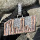 ICEVAULT | TWO TONE CUSTOM LETTER PLATE - BAGUETTE PENDANT