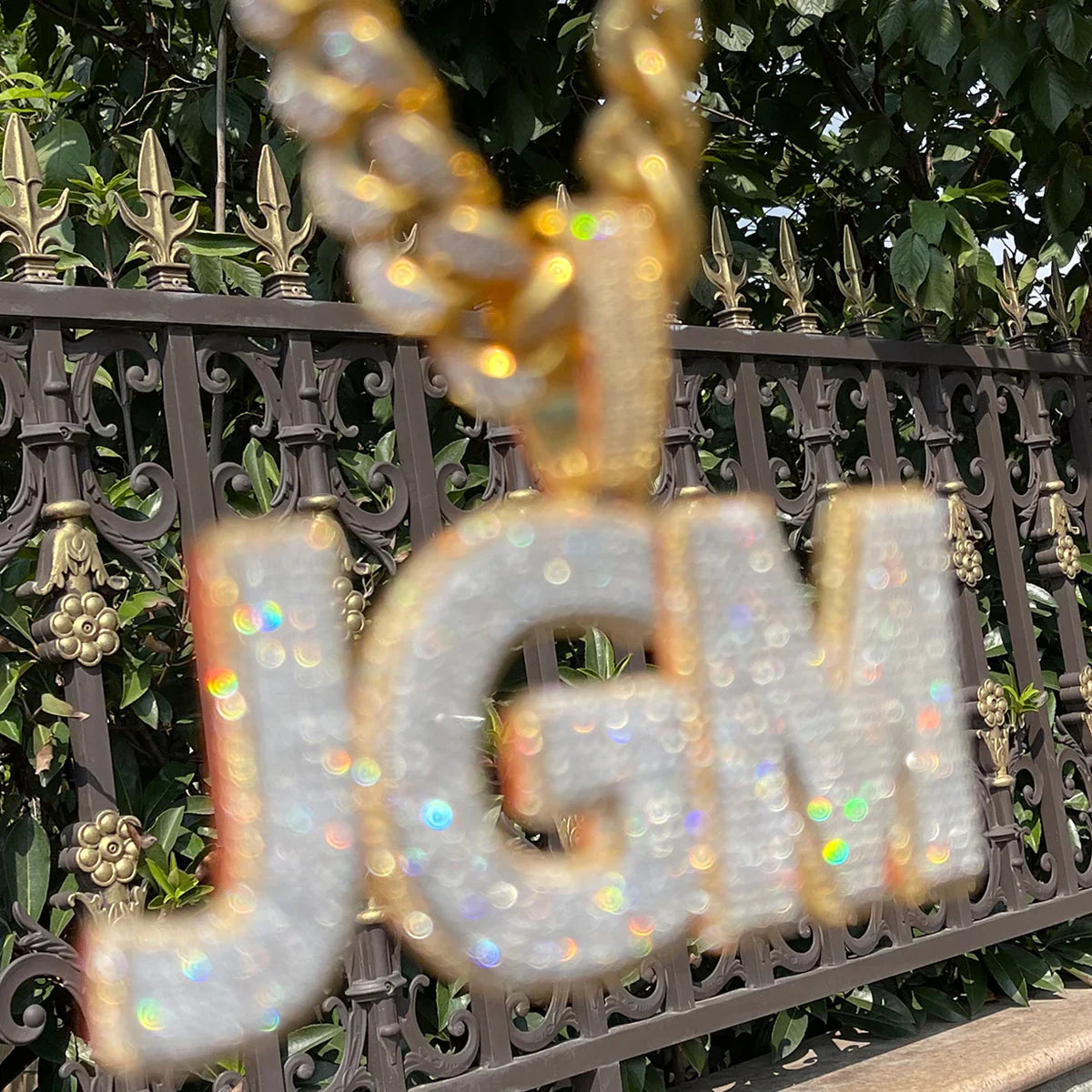 ICEVAULT | Iced Out Pendant Customized Name Plate Necklace for Men Personalized Charms Two Tone