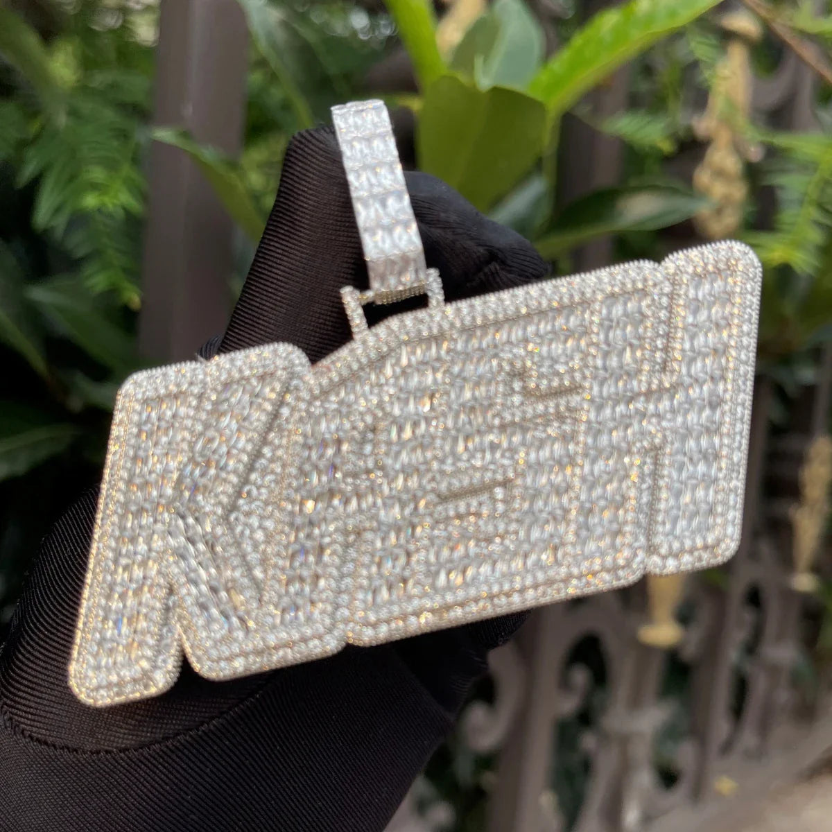ICEVAULT | Men Necklace Custom Name Pendant Iced Out Baguette Personalized Hip Hop Jewelry