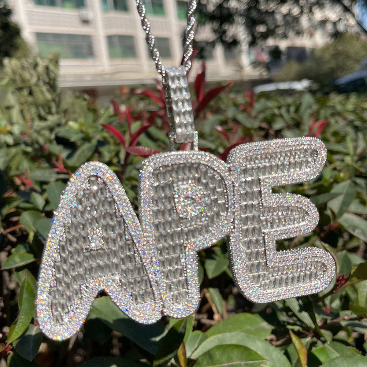 ICEVAULT | Men Necklace Custom Name Pendant Iced Out Baguette Personalized Hip Hop Jewelry