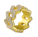 ICEVAULT | MOISSANITE PRONG CUBAN RING - 925S YELLOW GOLD