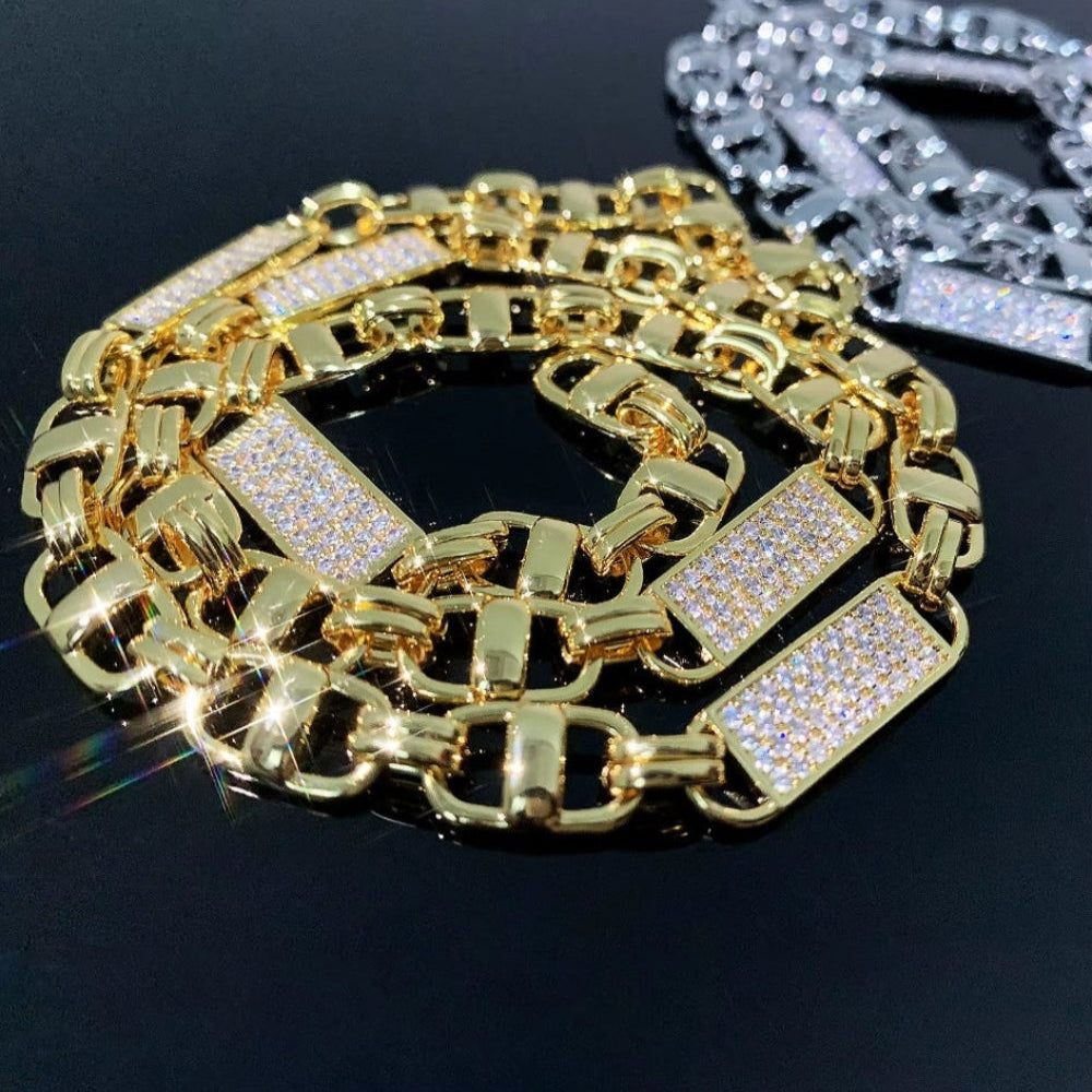 ICEVAULT | Imperial Byzantine Chain – Vermeil Gold & 5A+ CZ Stones Statement Piece