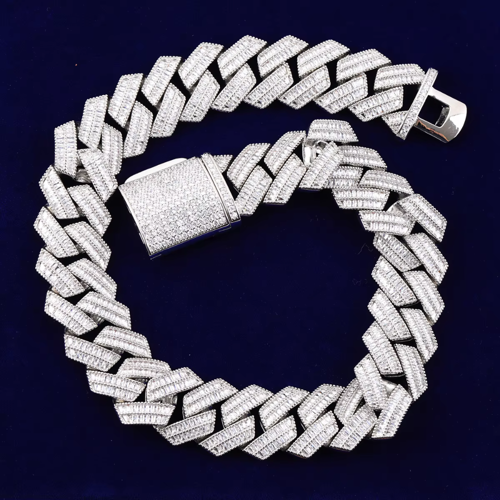 ICEVAULT | Sharp Baguatte Cuban Link Chain for Men Micro Pave Necklace Choker 5A+CZ Stones