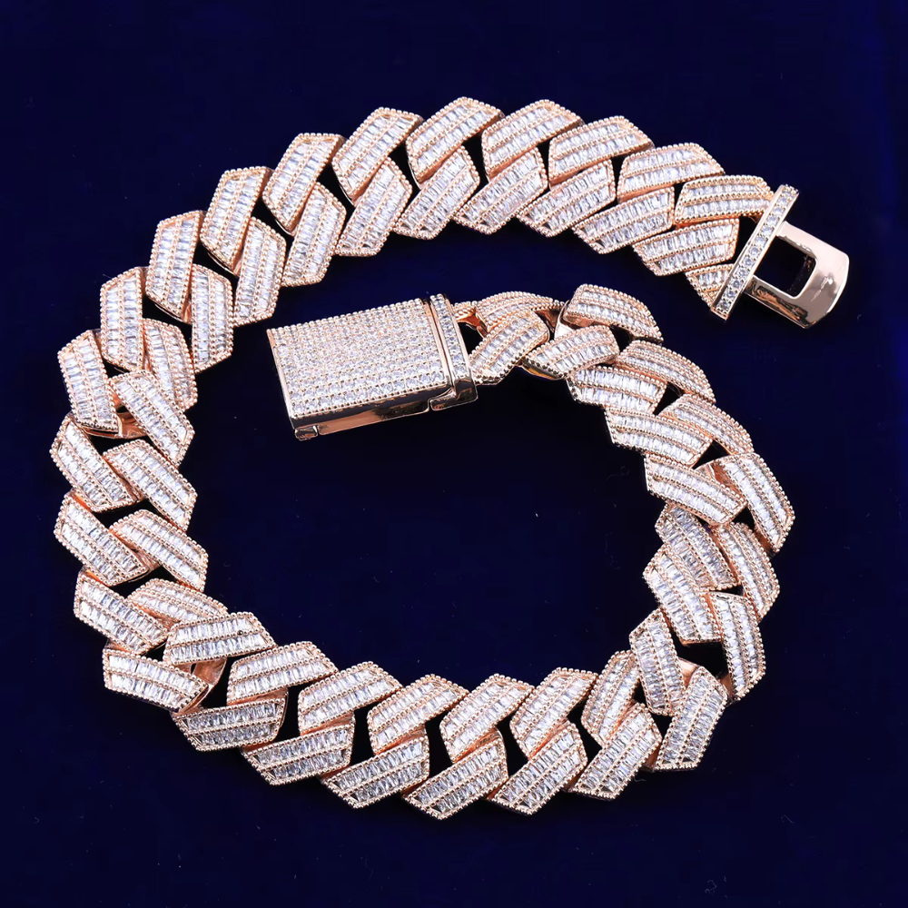 ICEVAULT | Sharp Baguatte Cuban Link Chain for Men Micro Pave Necklace Choker 5A+CZ Stones