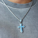 ICEVAULT | BLUE CROSS PENDANT - SILVER PVD PLATED